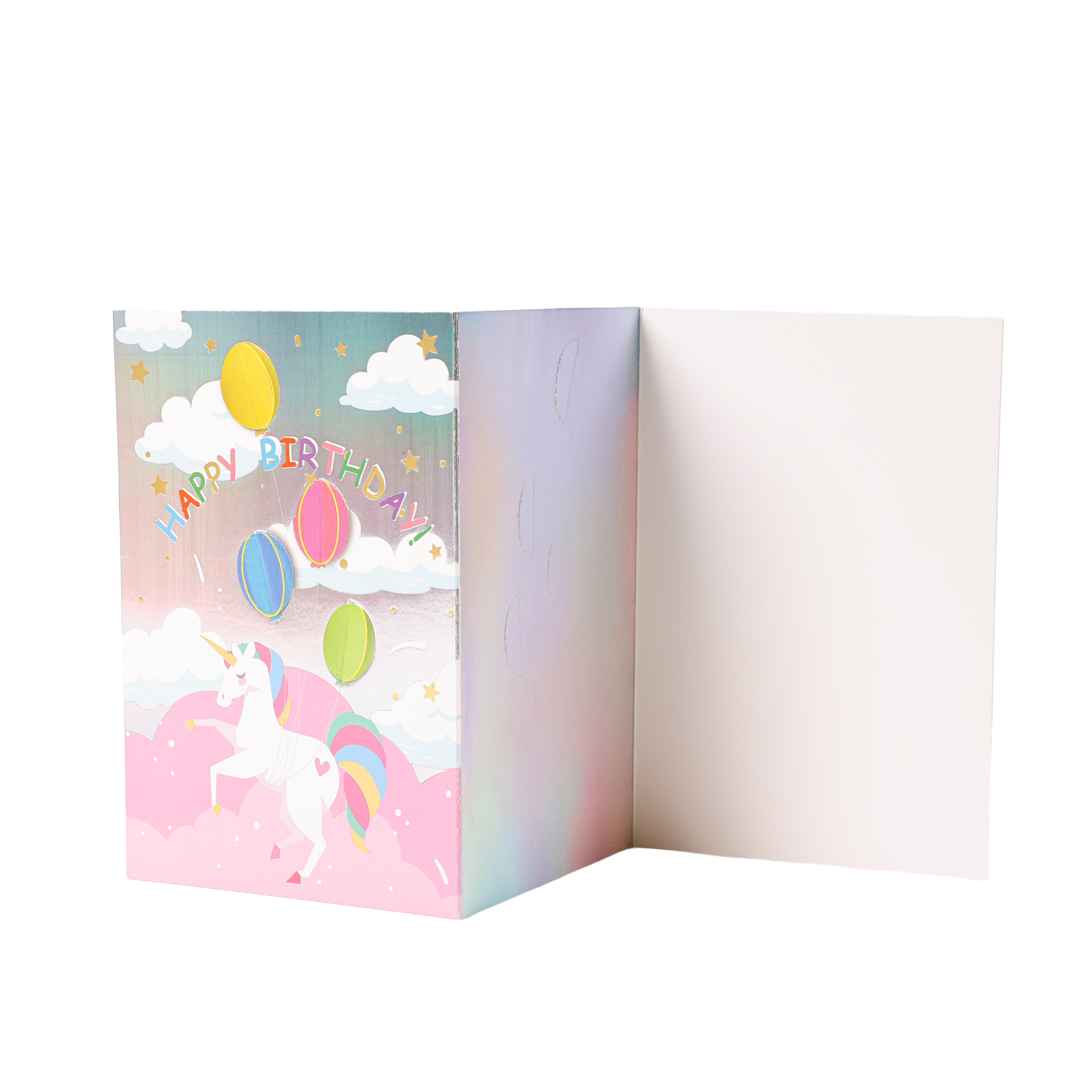 Unicorn balloon birthday card BA004